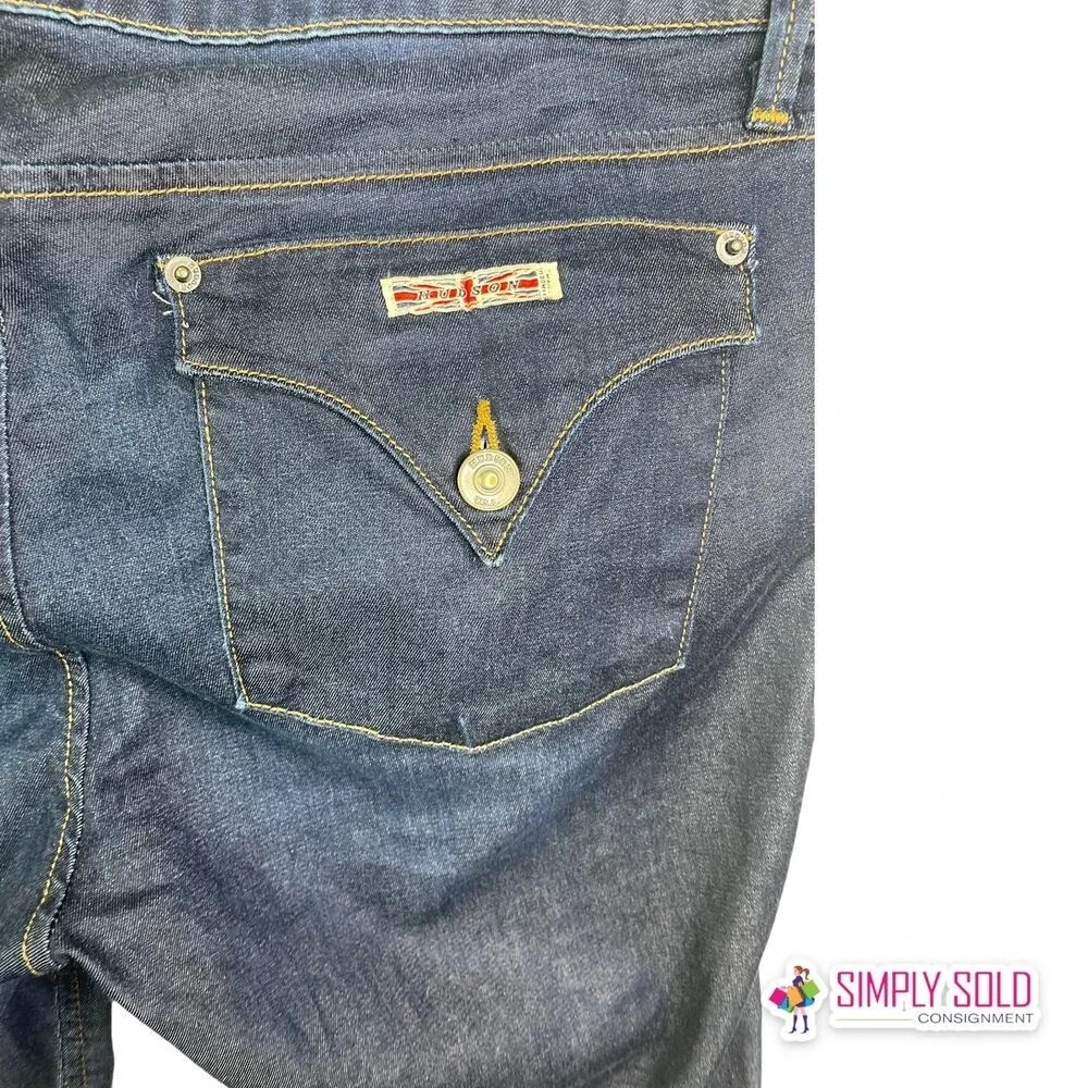 Hudson‎ Denim Shorts Womens 31 Blue Bermuda Dark Wash Flap Pocket Made in USA